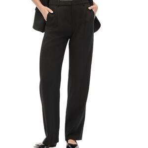 New J. Crew Black Wide Leg Pleated Slacks Dress Work Pants Women's 6 Petite